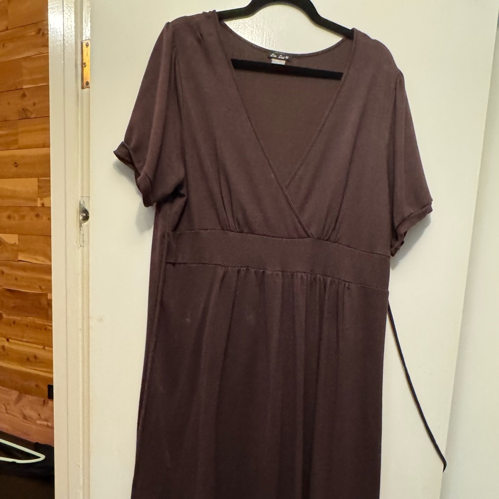 Elegant Brown V-Neck Dress